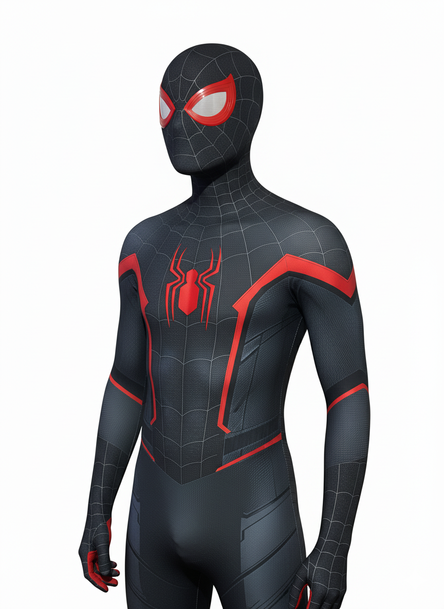 Máscara Spider-Man Negra Roja con Ojos Móviles